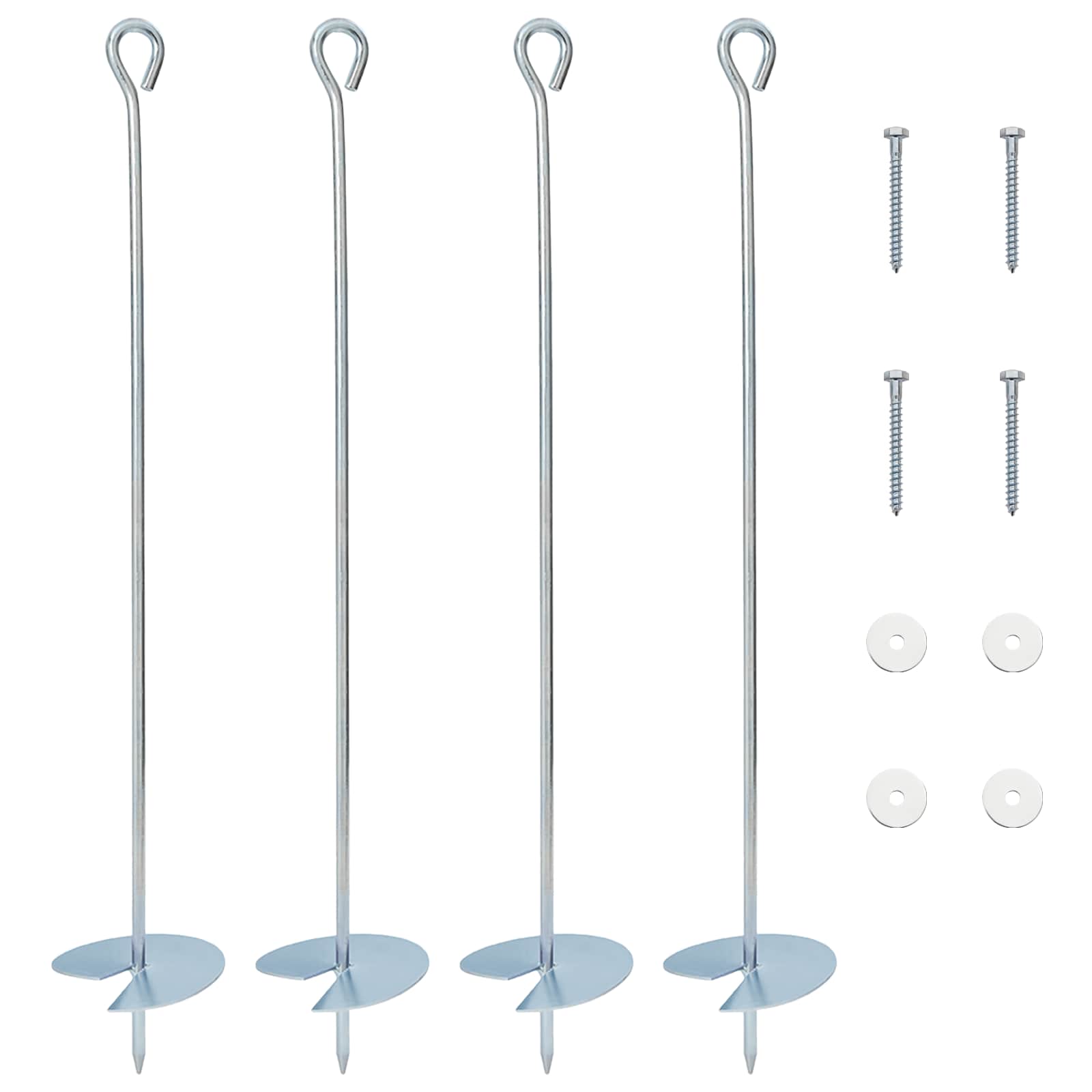 Erdanker 4 pcs Silber Ø10 x 60 cm Galvanisiertes Metall