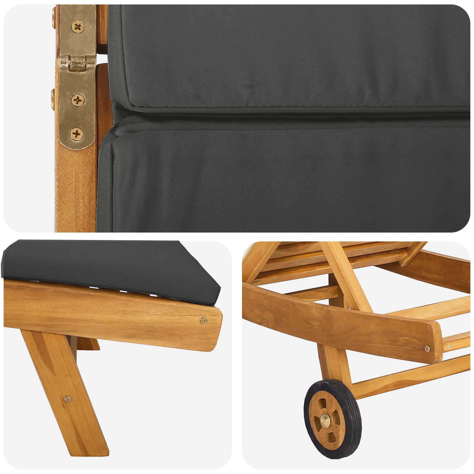 Sonnenliege Braun Massivholz Teak