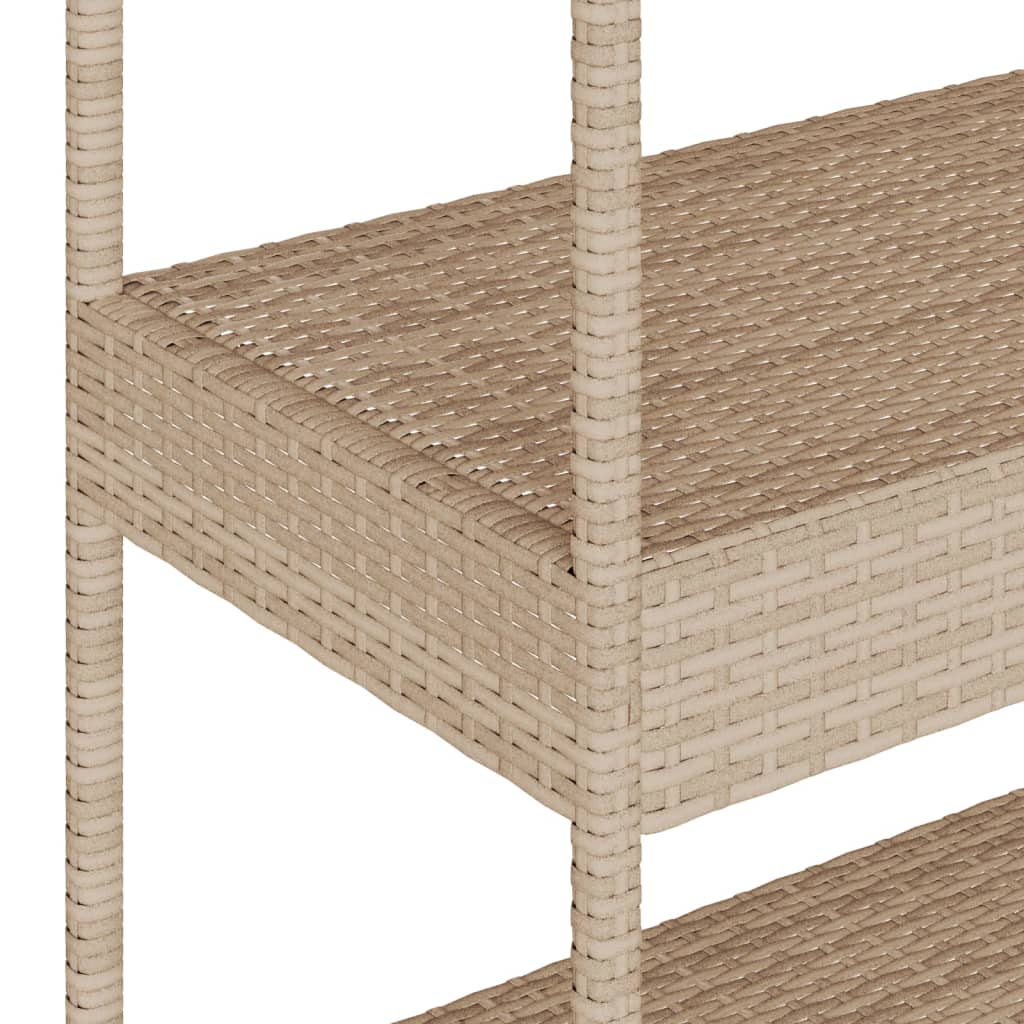Barwagen 3 Böden Schwarz Poly Rattan und Massivholz Akazie