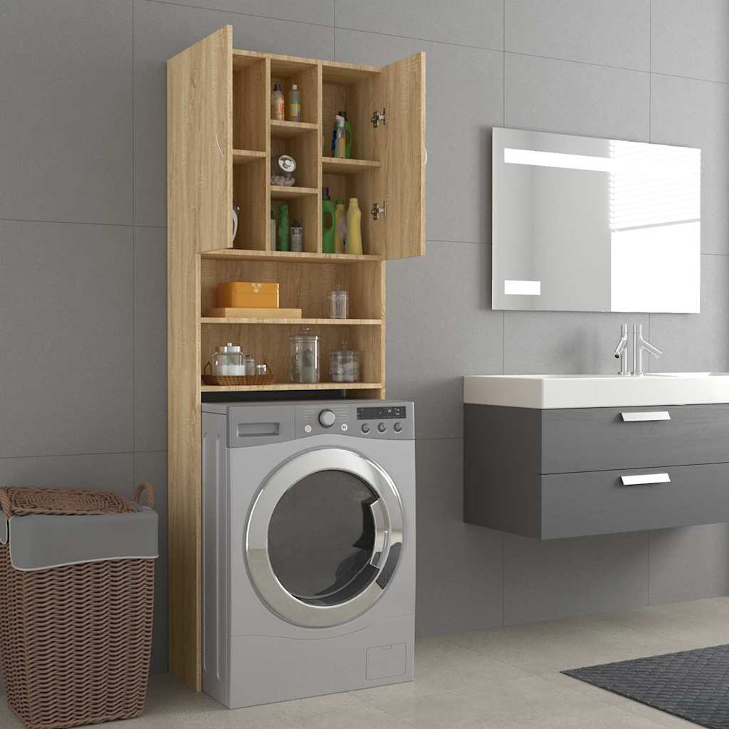 Waschmaschinenschrank Weiß 64x25,5x190 cm