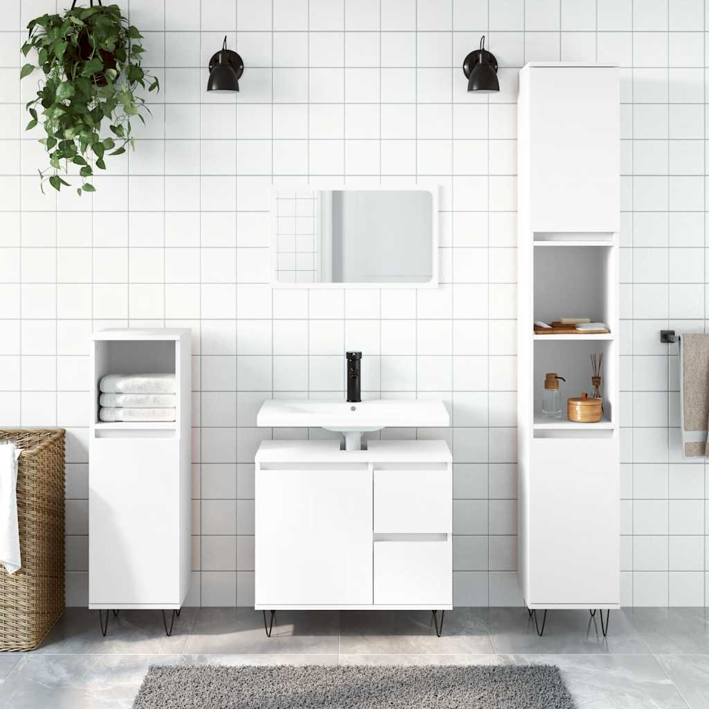 3-tlg. Badmöbel-Set Räuchereiche Holzwerkstoff