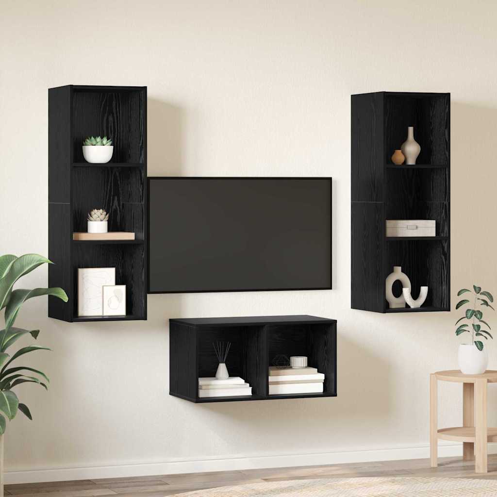 3-tlg. TV-Schrank-Set Weiß Holzwerkstoff