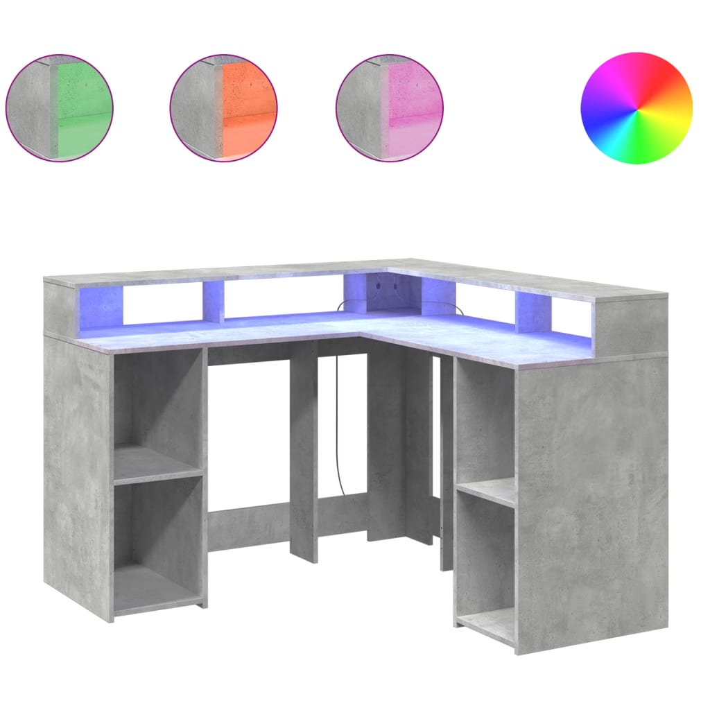 LED-Schreibtisch Weiß 130x130x91 cm Holzwerkstoff