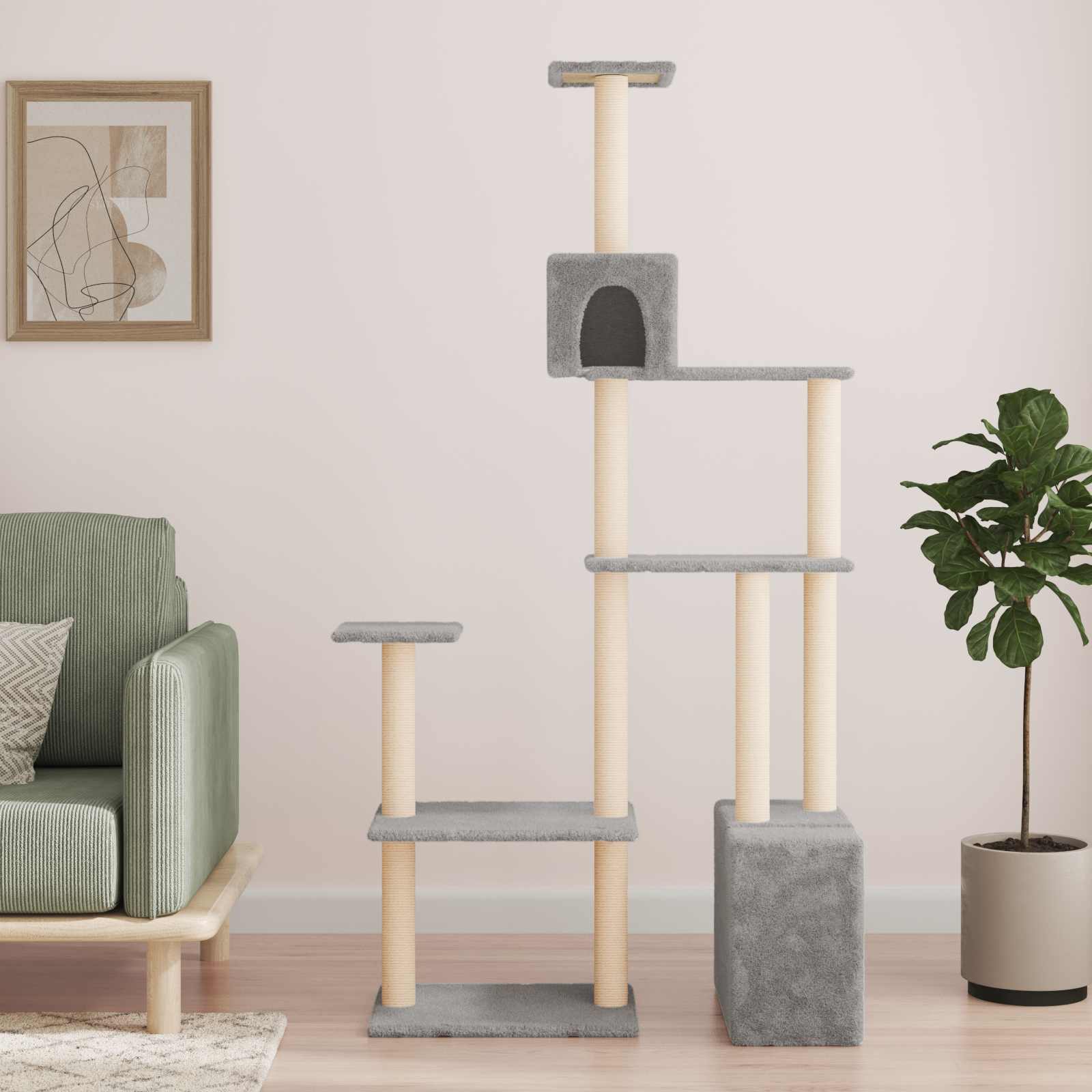 Katzennbaum mit Sisal-Kratzsäulen Creme 177,5 cm