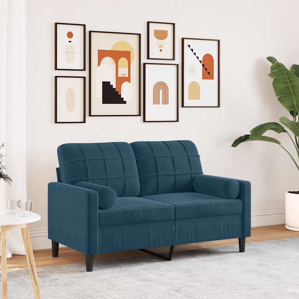 2-Sitzer-Sofa mit Zierkissen Hellgrau 120 cm Samt