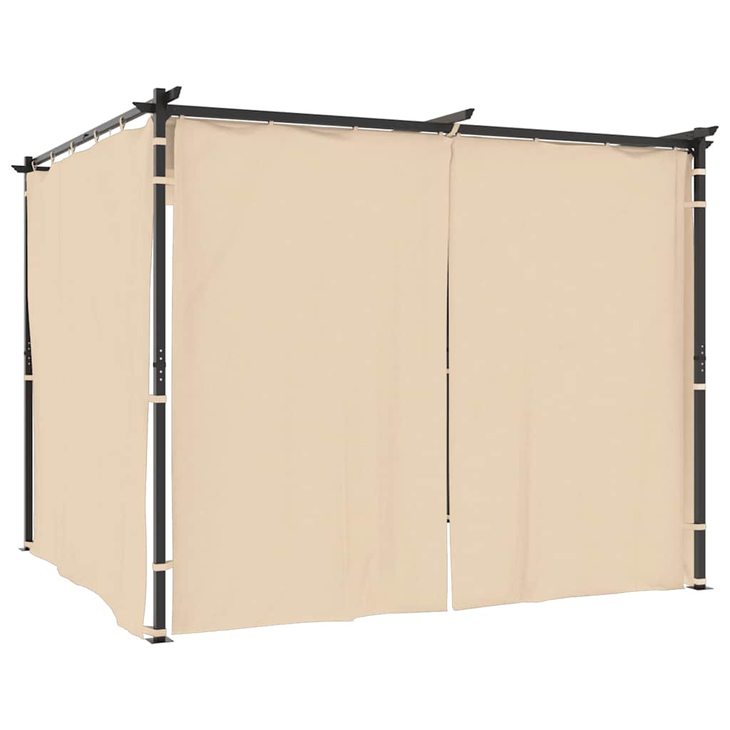 Pavillon mit Vorhängen 3x3 m Taupe Stahl
