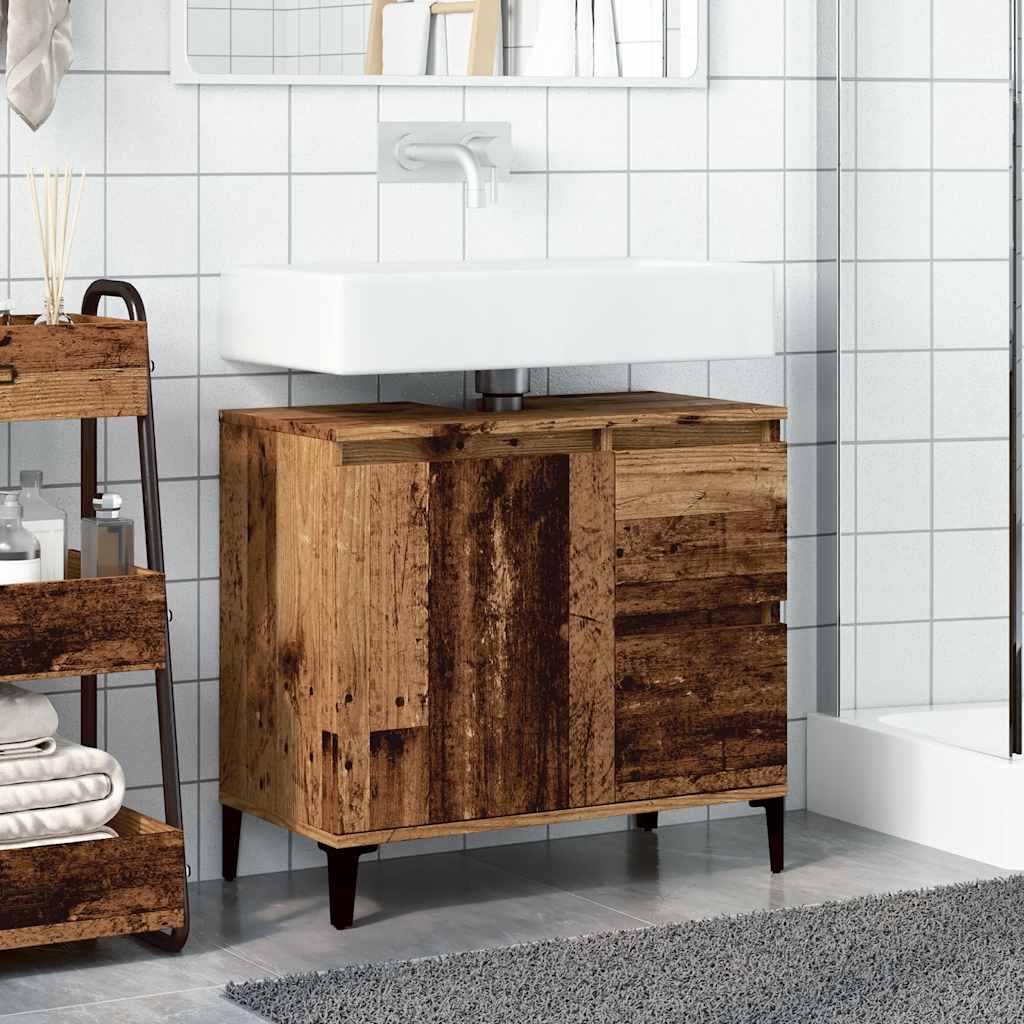 Badschrank Weiß 65x33x60 cm Holzwerkstoff