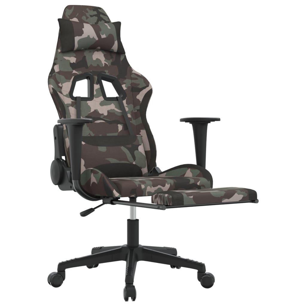 Gaming-Stuhl mit Massagefunktion Schwarz und Creme Stoff