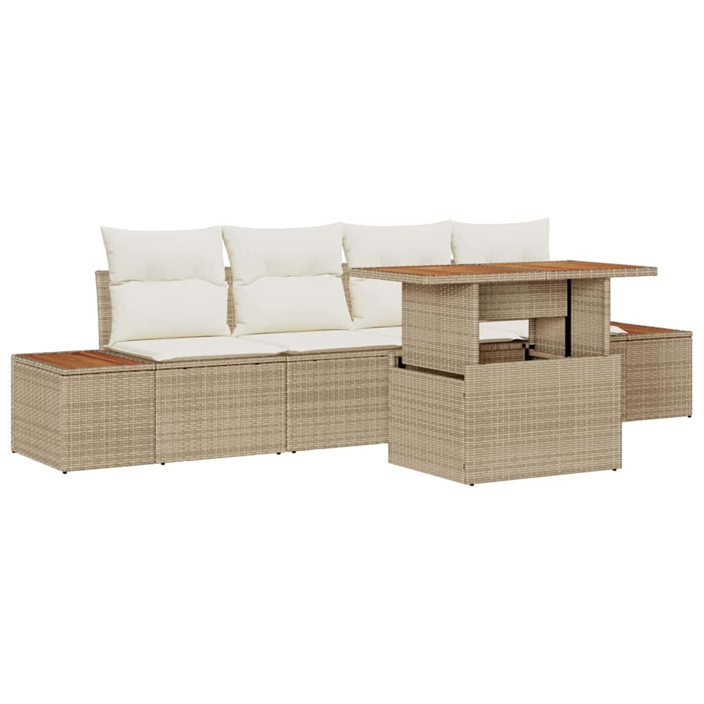 Garten Essgruppe mit Kissen 5 pcs Schwarz und Beige