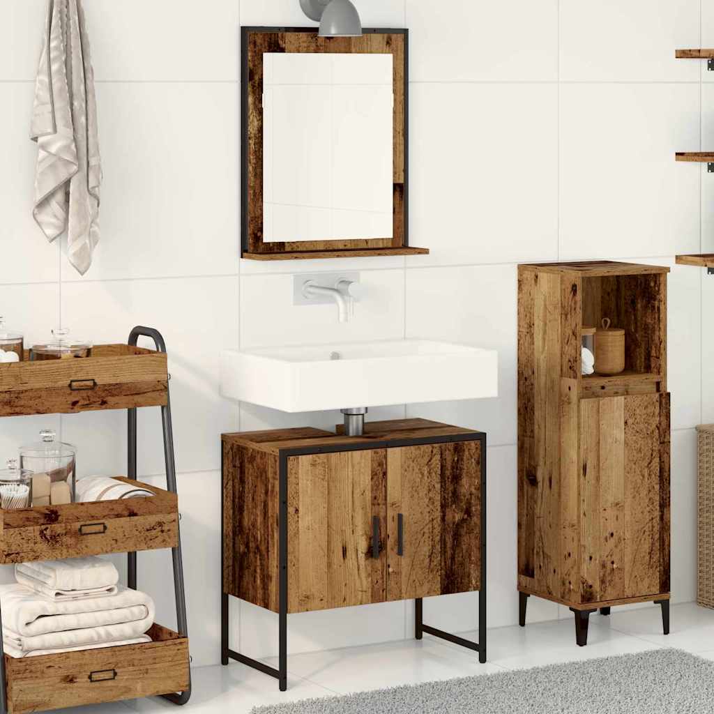 2-tlg. Badmöbel-Set Räuchereiche Holzwerkstoff