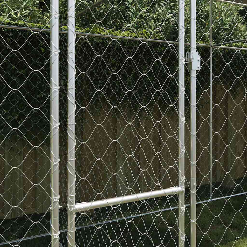 Hundezwinger mit Dach und Tür Grau 2x2x2 m Verzinkter Stahl
