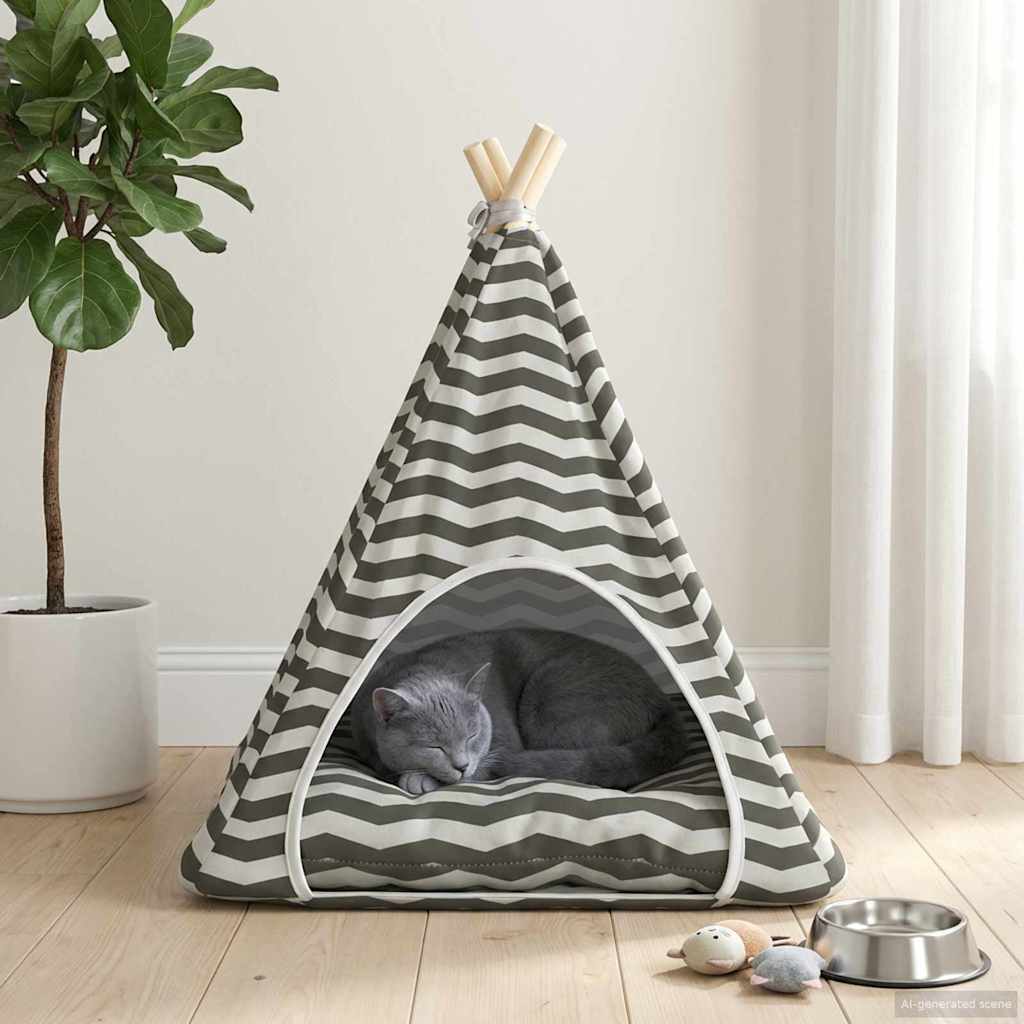 Haustier-Tipi mit Kissen Weiß und Grau 40 x 40 x 50 cm