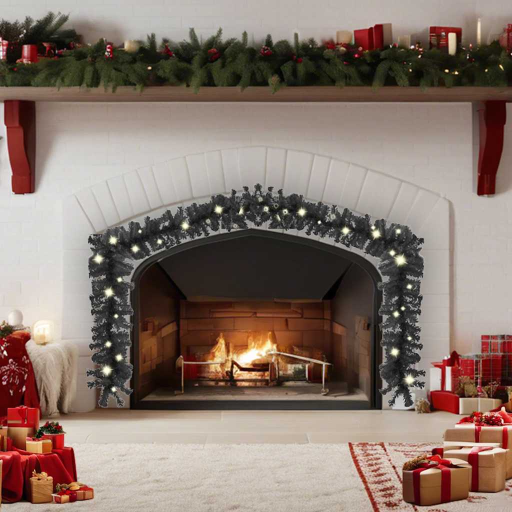 Weihnachtsgirlande mit LED 10 m Schwarz