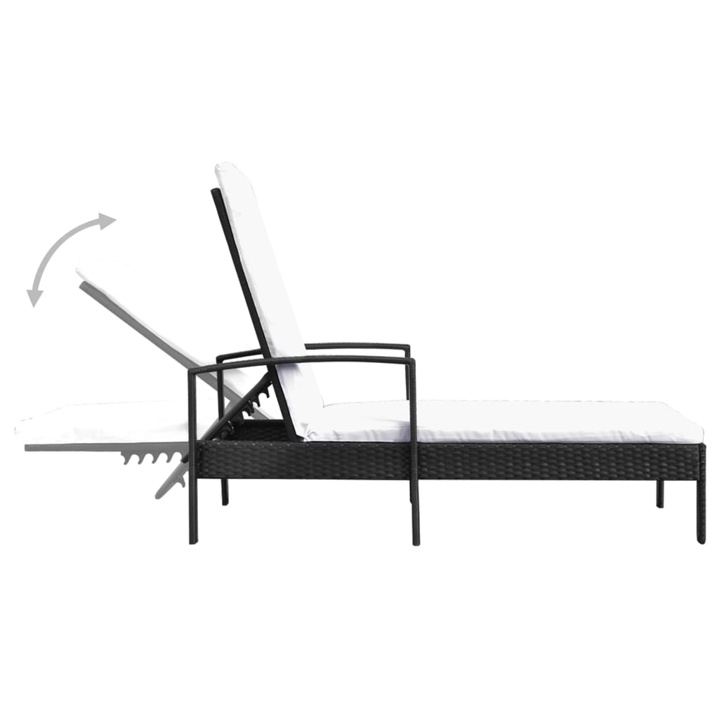 Sonnenliege mit Armlehnen Poly Rattan Grau