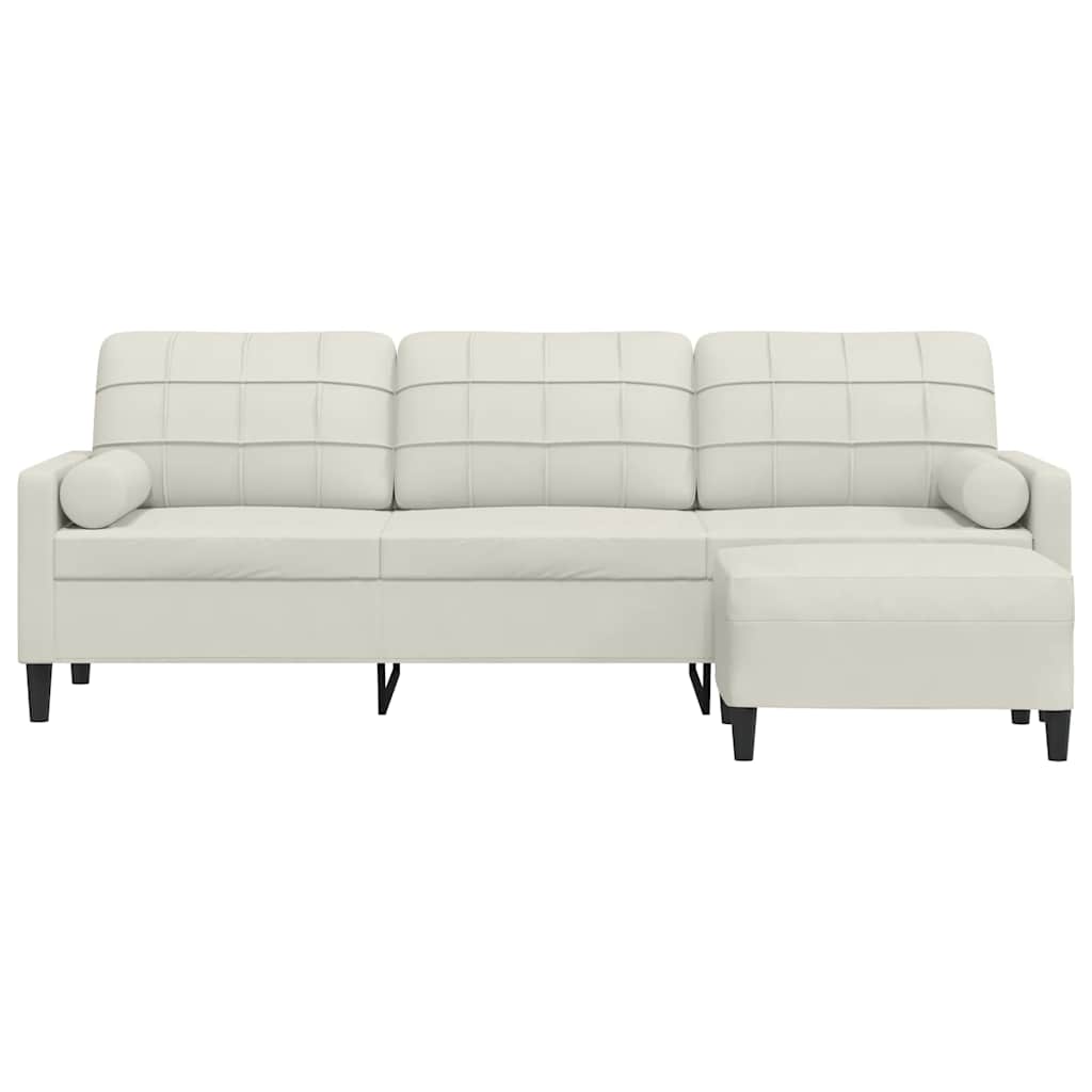 3-Sitzer-Sofa mit Hocker Hellgrau 180 cm Samt