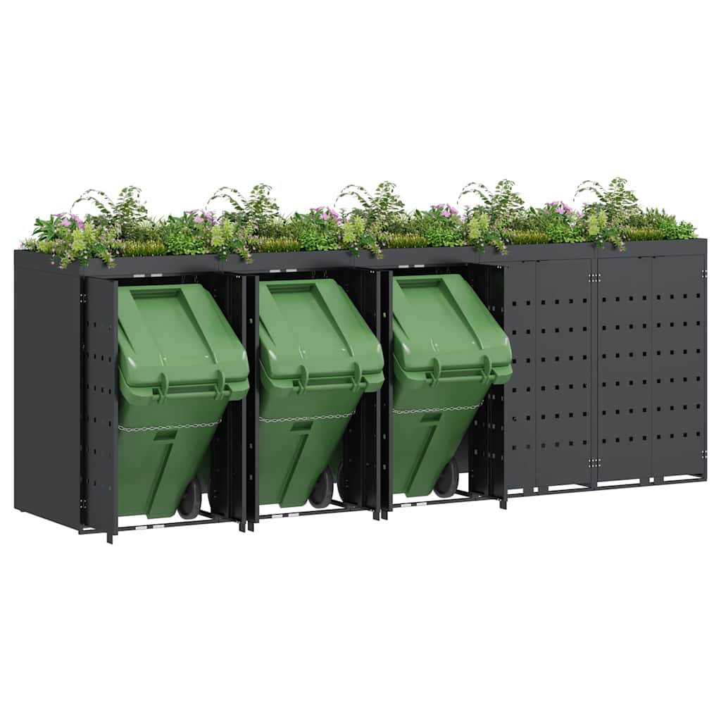 Mülltonnenbox für 2 Tonnen Schwarz 138x79x117 cm Stahl
