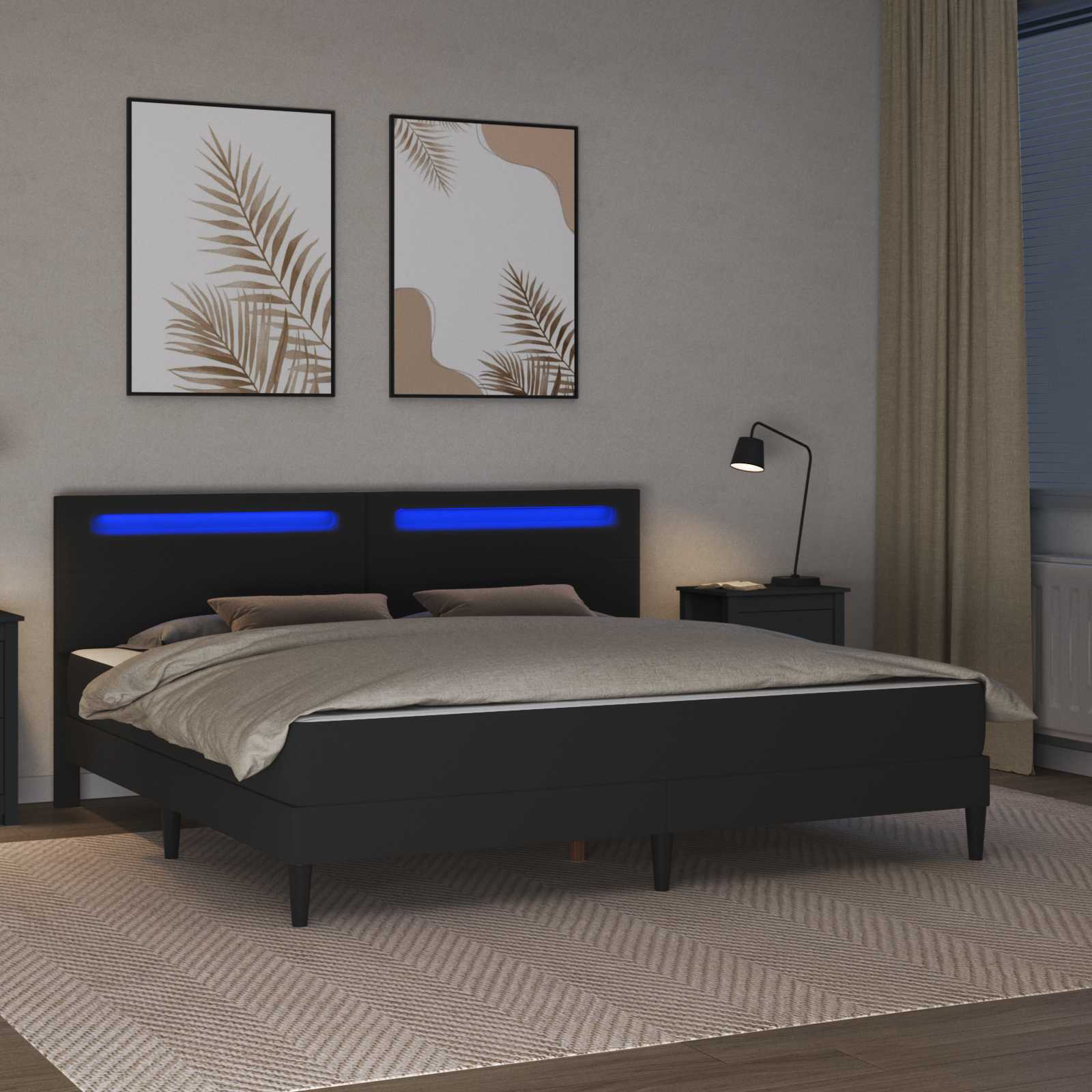 Bettgestell mit Matratze Schwarz 90 x 190 cm Kunstleder