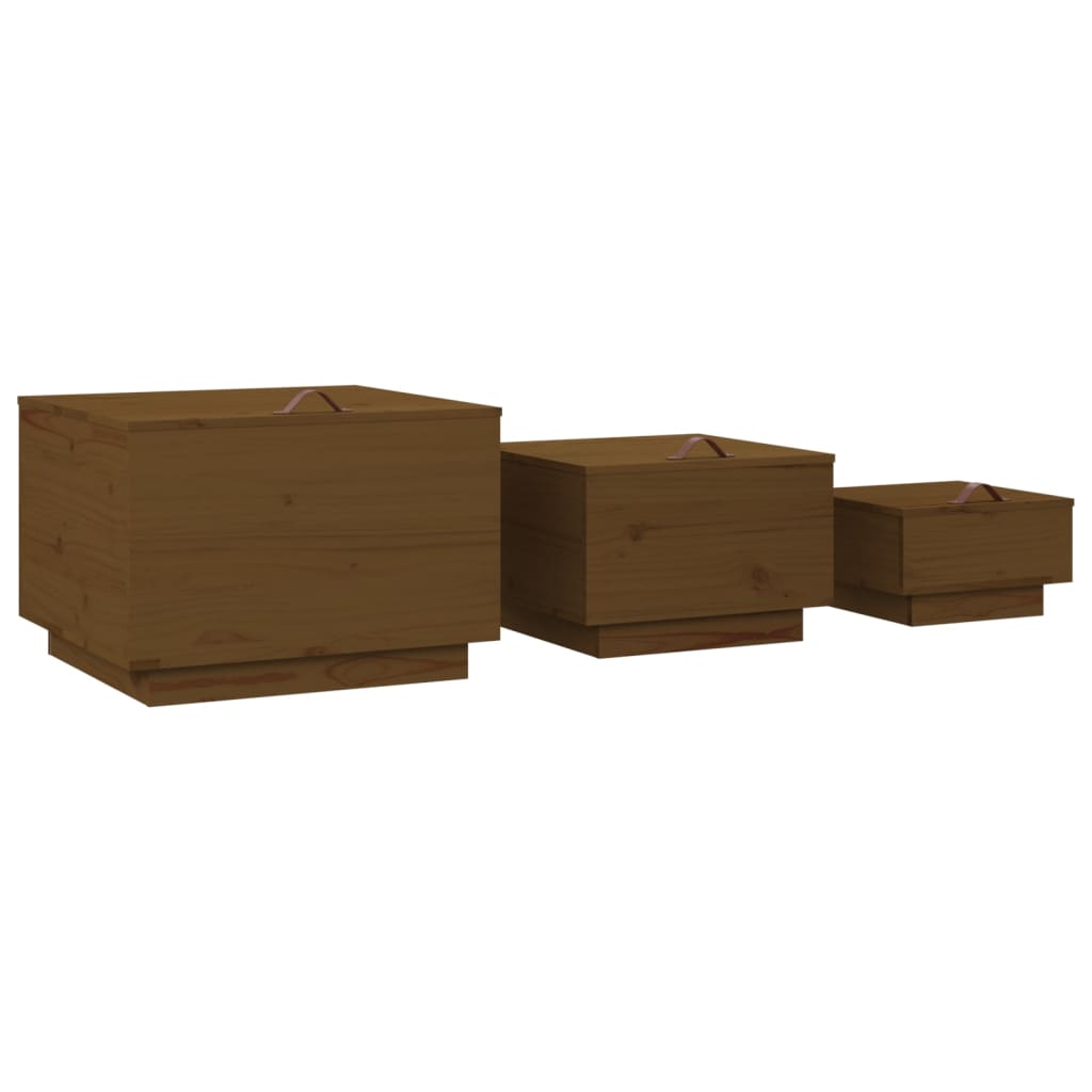 Aufbewahrungsboxen mit Deckeln 3 Stk. Weiß Massivholz Kiefer
