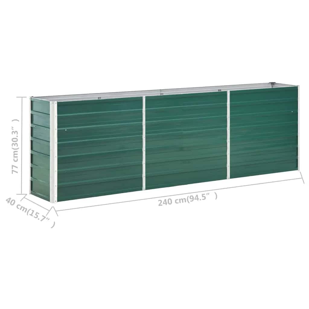 Garten-Hochbeet Verzinkter Stahl 240x80x77 cm Grün