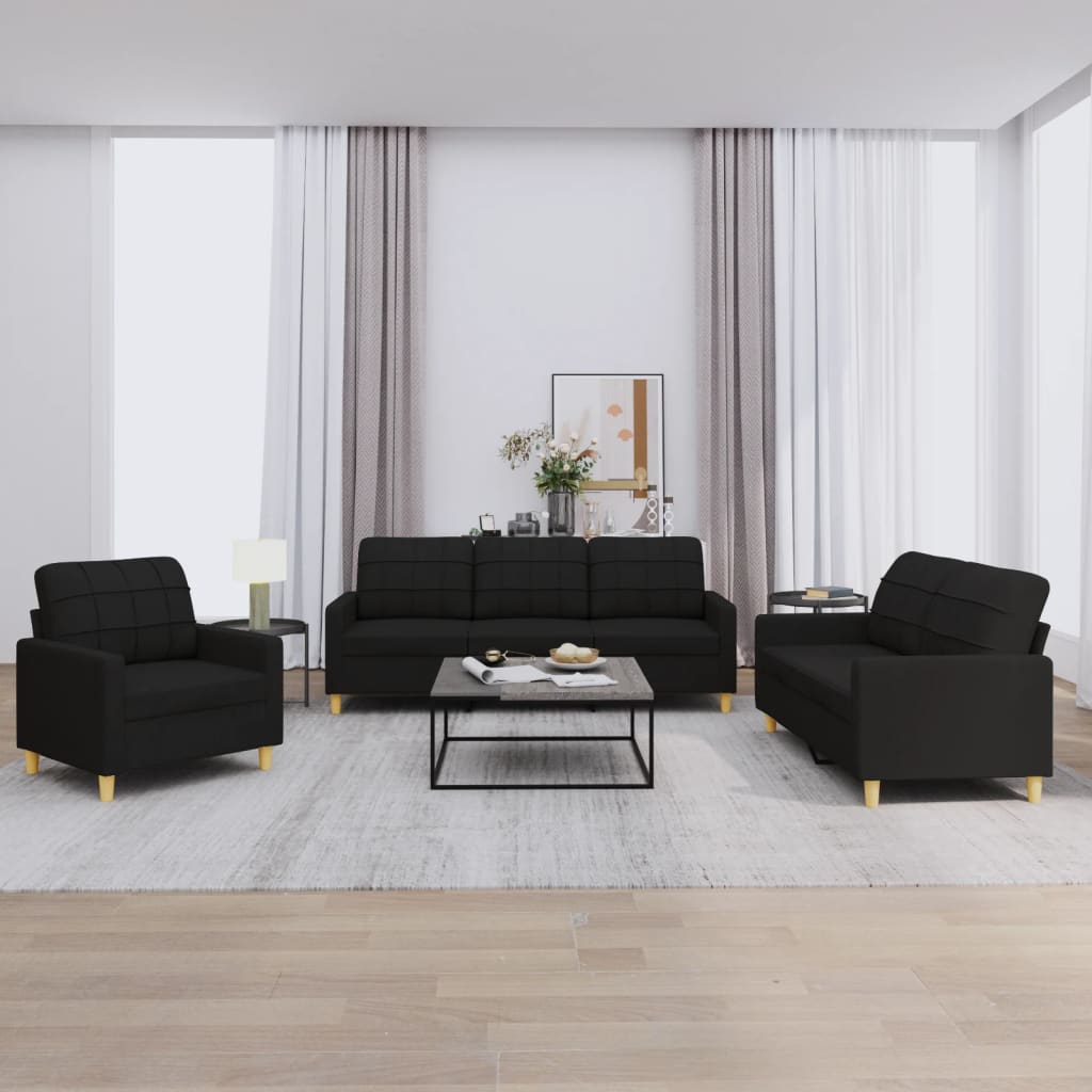 4-tlg. Sofagarnitur mit Kissen Braun Stoff