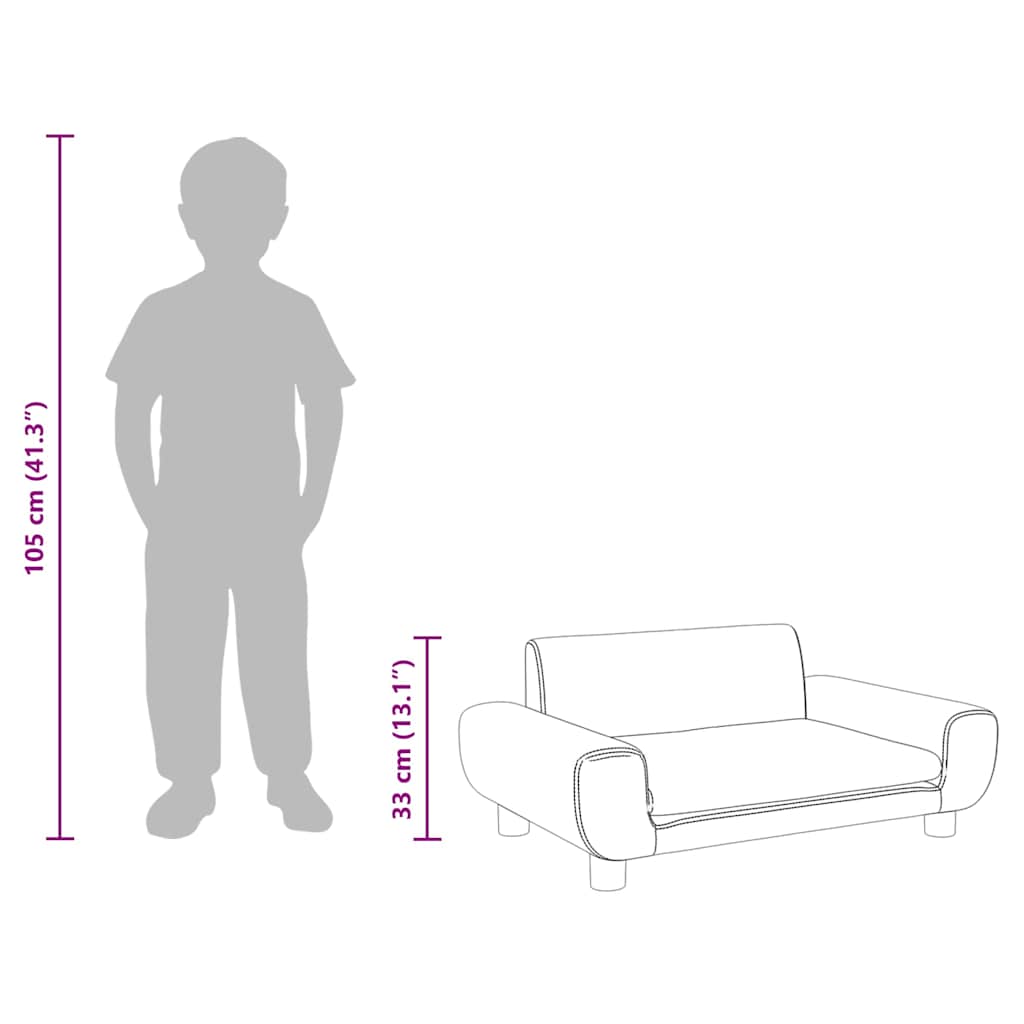 Kindersofa Blau 100x54x33 cm Samt