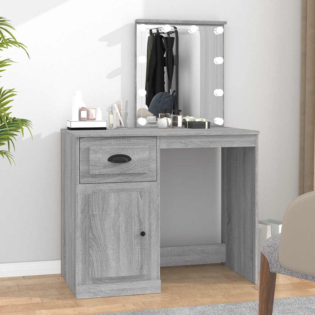 Schminktisch mit Spiegel Weiß 90x50x132,5 cm Holzwerkstoff