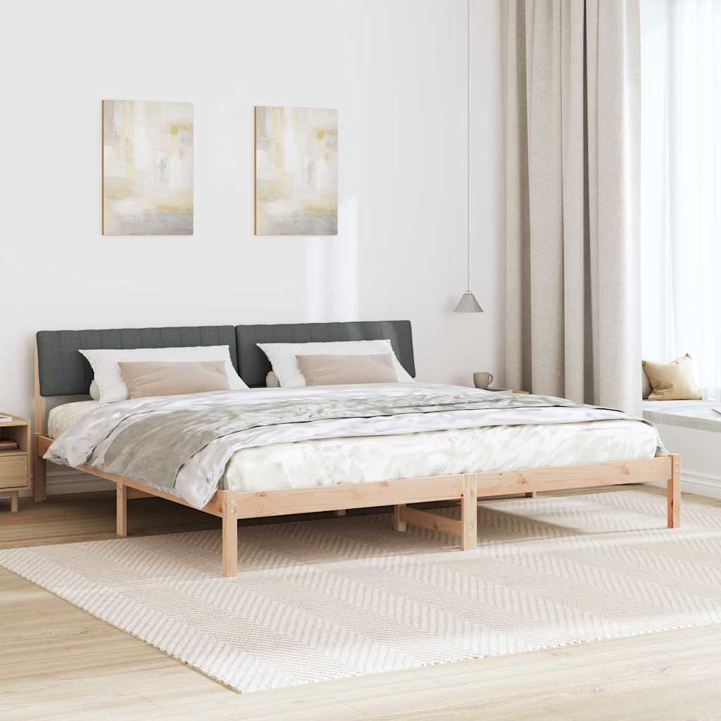 Bettgestell Braun und hellgrau 200 x 200 cm Massivholz Kiefer