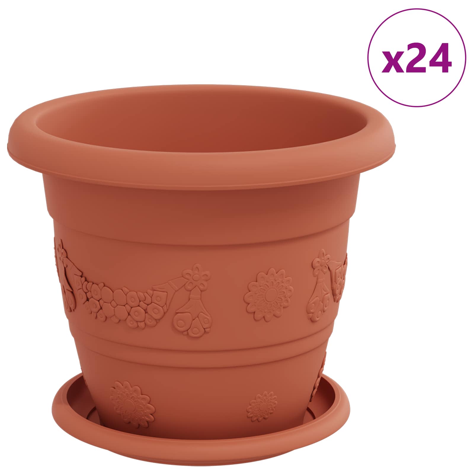 Blumentöpfe 6 pcs Ziegelrot Ø 22 x 18 cm Kunststoff