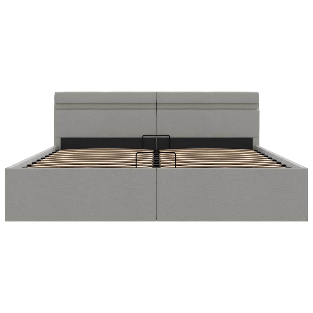 Bett mit Bettkasten Hydraulisch LED Dunkelgrau Stoff 90x200 cm