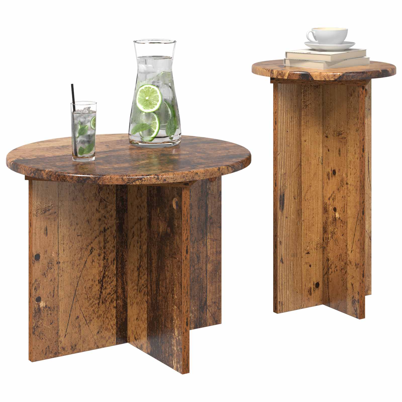 Beistelltisch-Set mit Speicher 2 pcs Weiß Holzwerkstoff