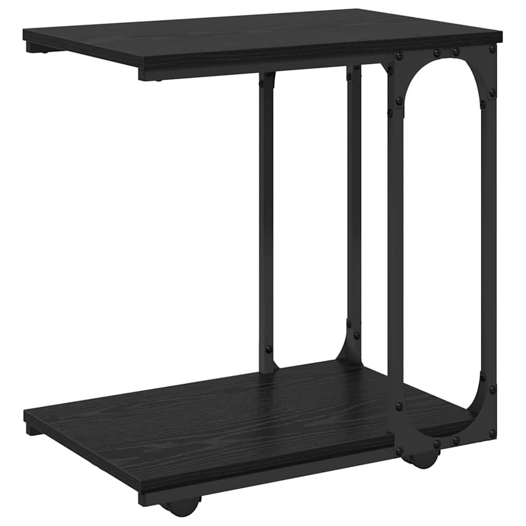 Beistelltisch mit Rollen Schwarz 50x35x55,5 cm Holzwerkstoff