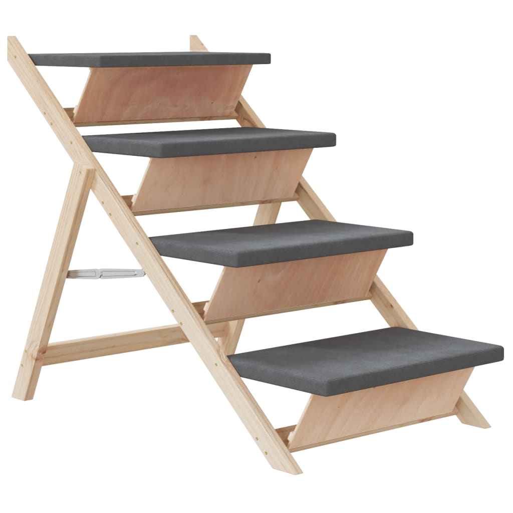 Hunderampe Grau 100x40 cm Massivholz Tanne