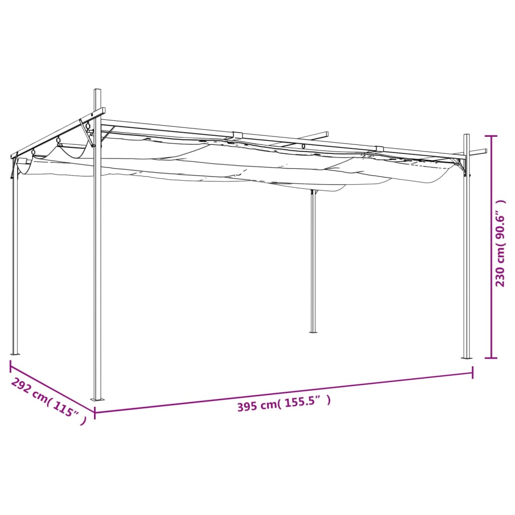 Pergola mit Schiebedach Creme 295x292x230 cm