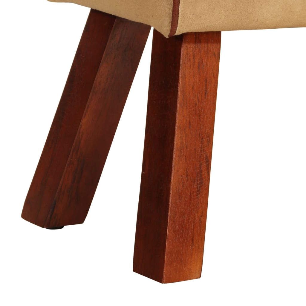 Bank Turnbock-Design 160cm Braun Echtleder Massivholz Akazie