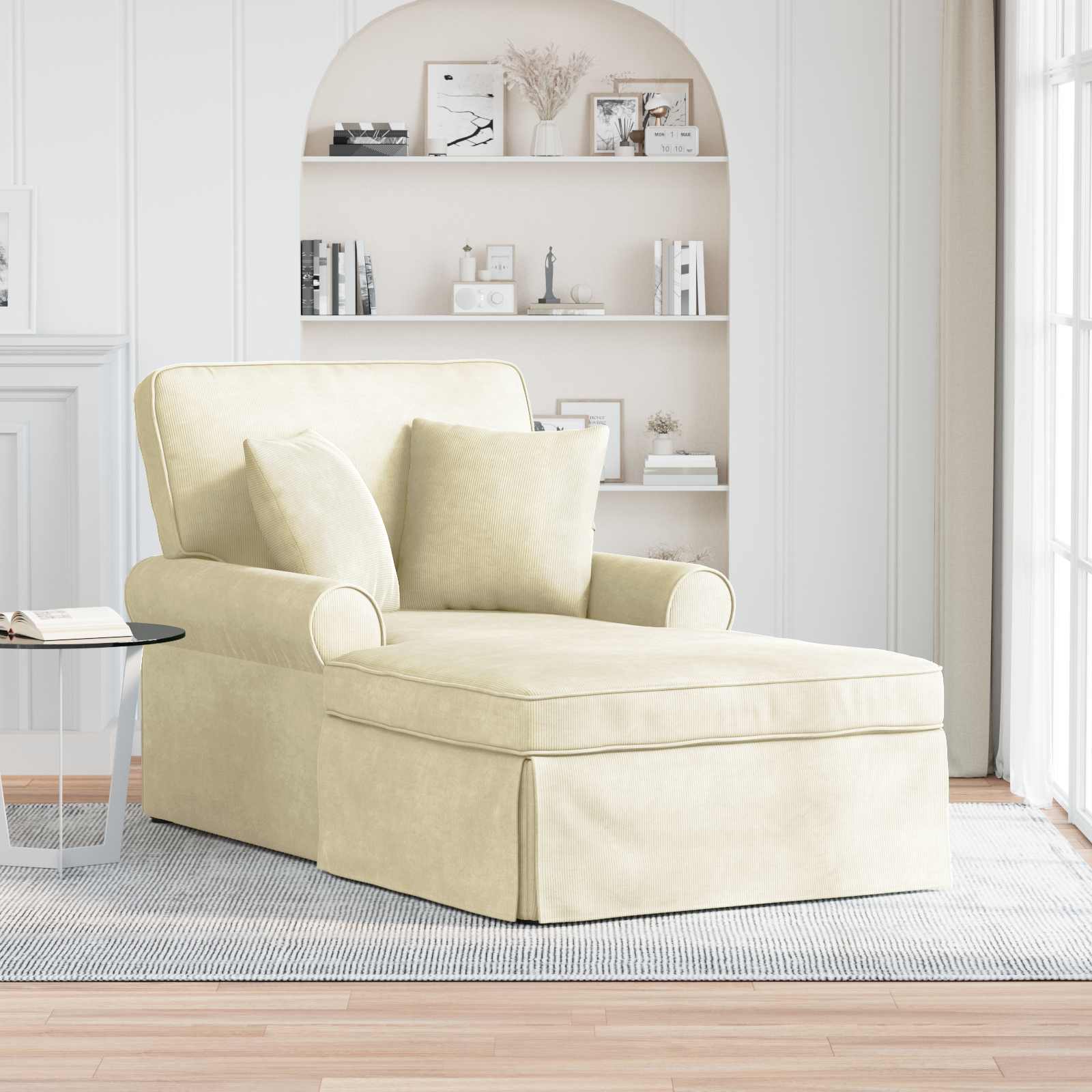 Chaise Lounge mit Rock mit Kissen 3 pcs Hellgrau Cordstoff