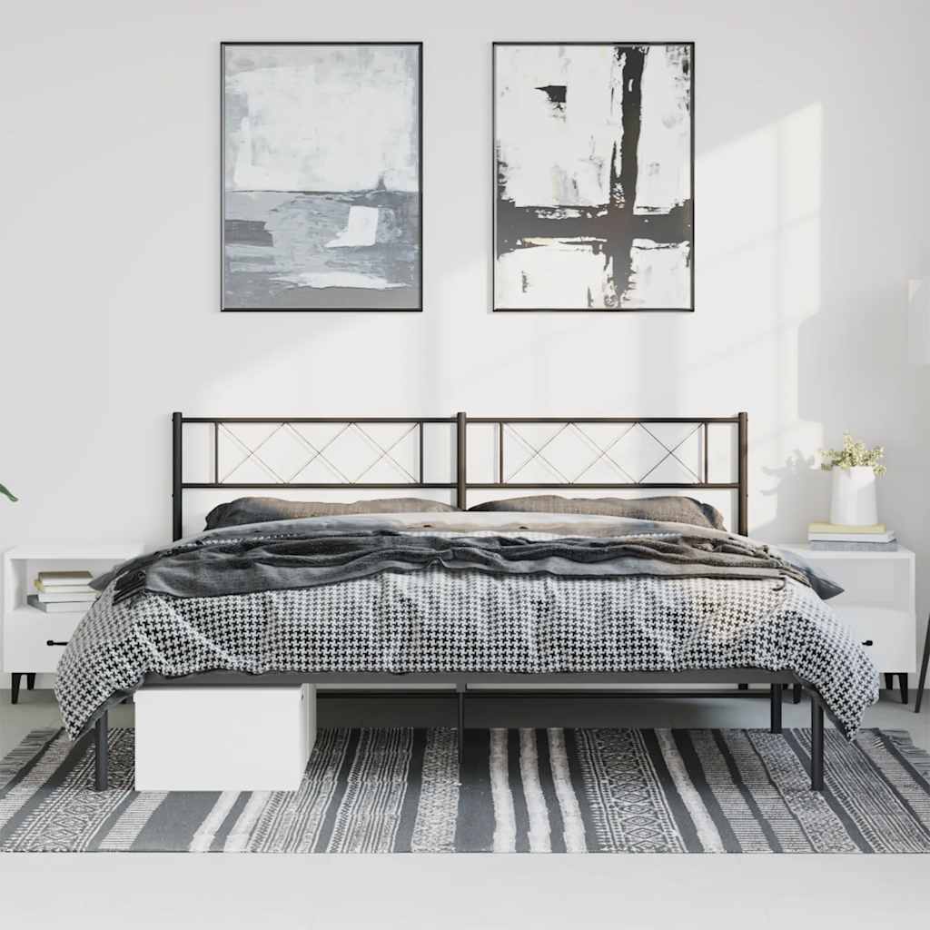 Bettgestell mit Kopfteil Metall Schwarz 100x190 cm