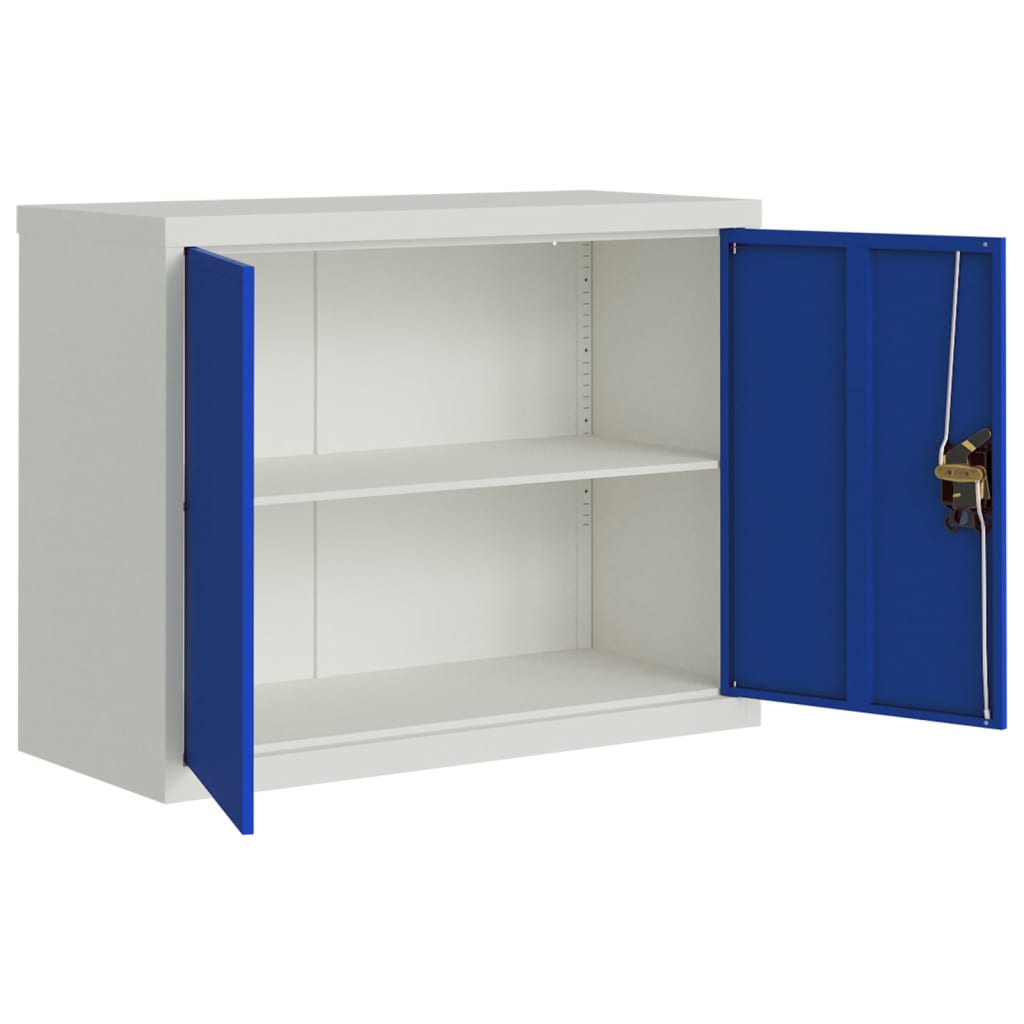 Aktenschrank mit 2 Türen Grau 90 cm Stahl