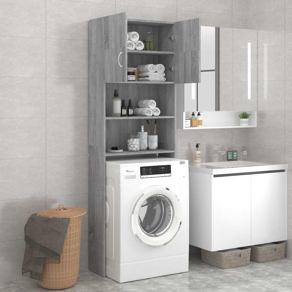 Waschmaschinenschrank Weiß 64x25,5x190 cm Holzwerkstoff