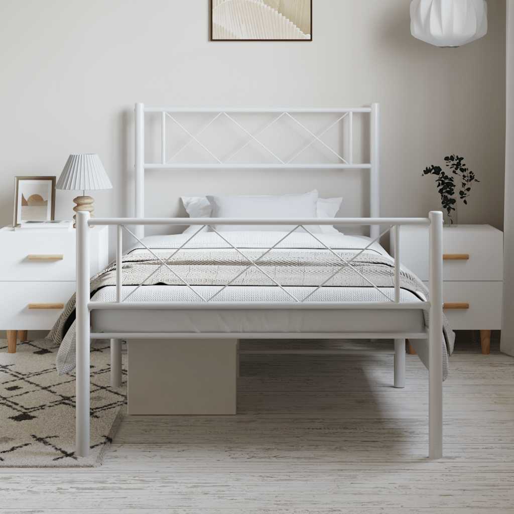 Bettgestell mit Kopfteil Metall Schwarz 100x190 cm