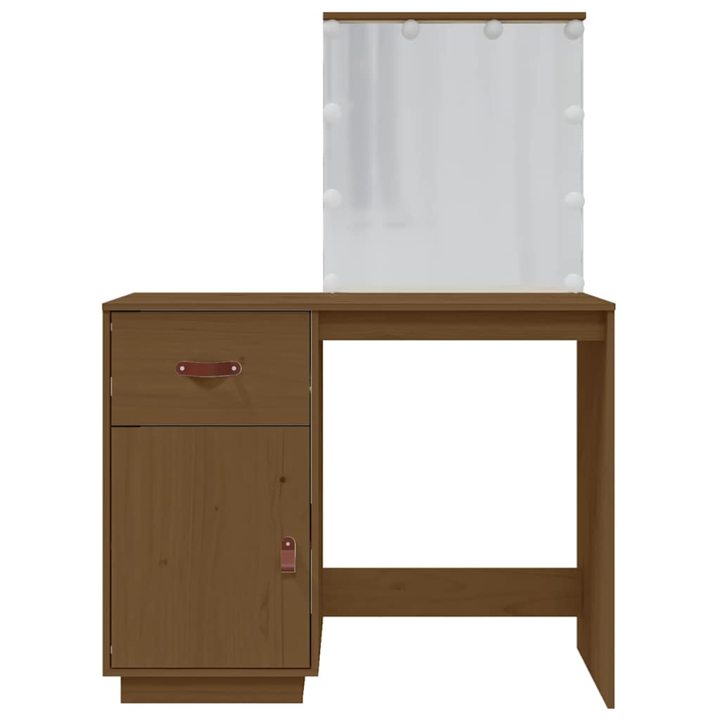 Schminktisch mit LED 95x50x133,5 cm Massivholz Kiefer