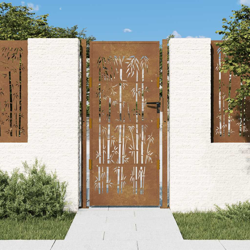 Gartentor 100x75 cm Cortenstahl Bambus-Design