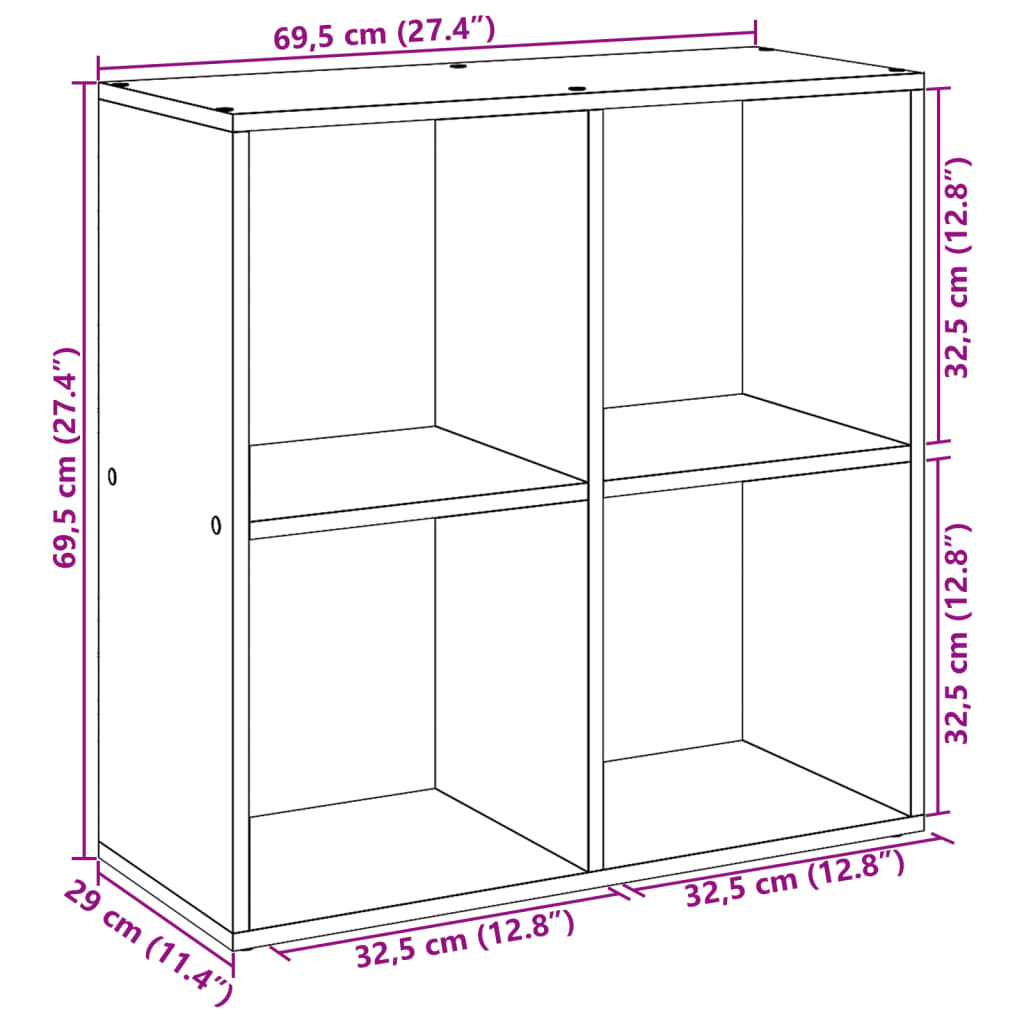 Bücherregal Weiß 137,5x29x137,5 cm Holzwerkstoff