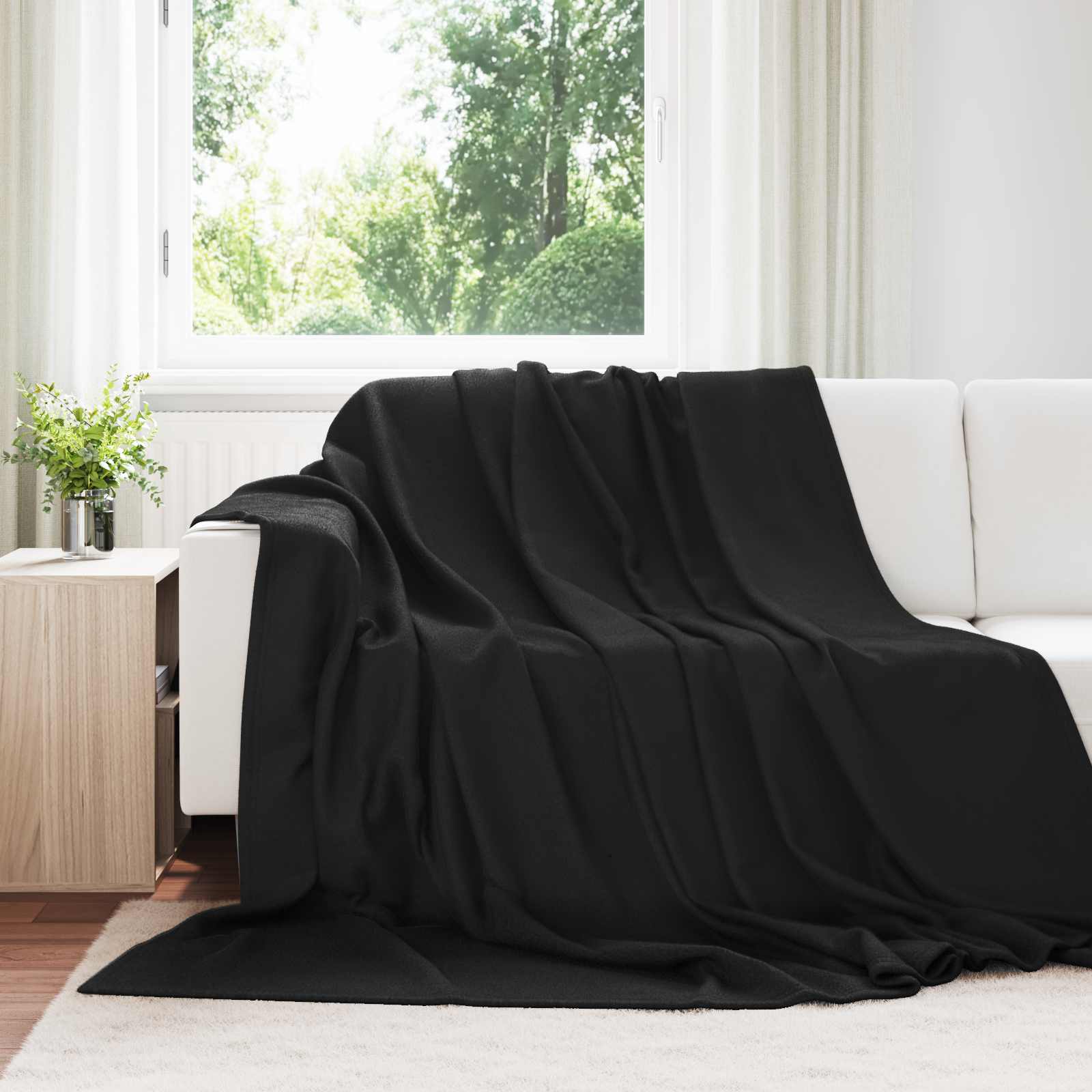 Überwurfdecke Beige 170 x 130 cm Fleece
