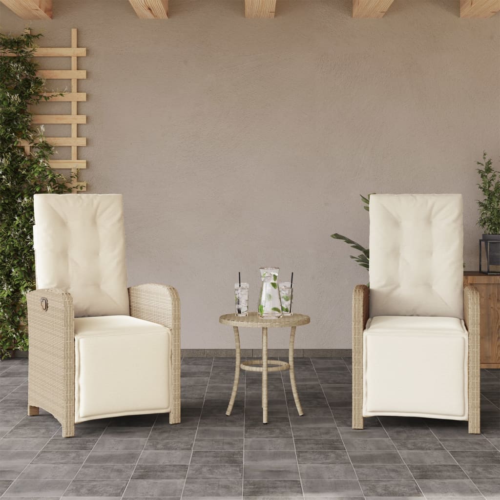 Gartensessel mit Fußteil Verstellbar Schwarz Poly Rattan