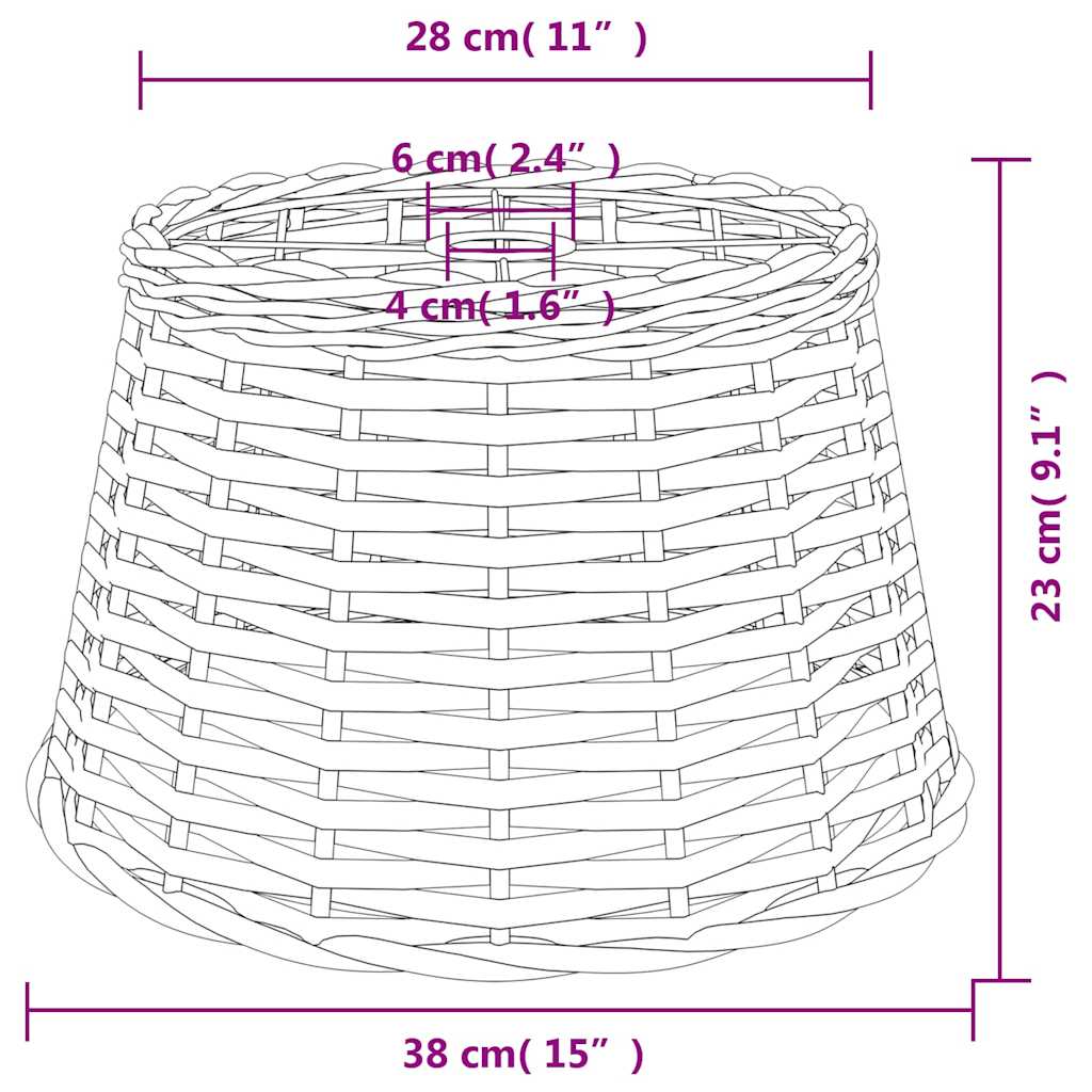 Lampenschirm Weiß Ø15x12 cm Korbweide
