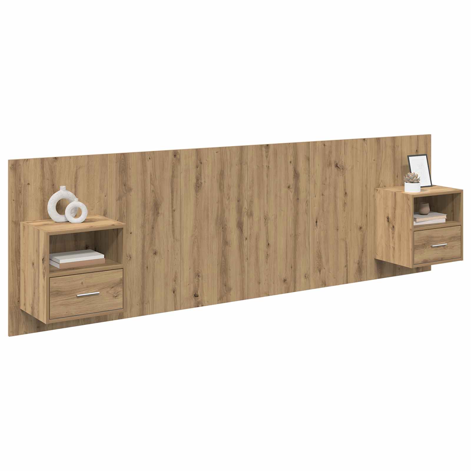 Kopfteil mit Nachttischen Weiß Holzwerkstoff