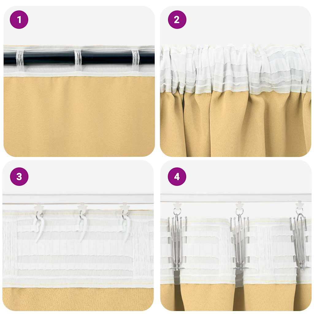 Verdunkelungs-Vorhänge mit Ringen 2 pcs Beige 140 x 140 cm