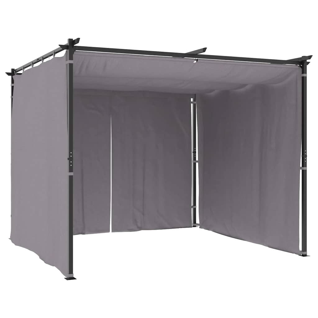 Pavillon mit Vorhängen 3x3 m Taupe Stahl