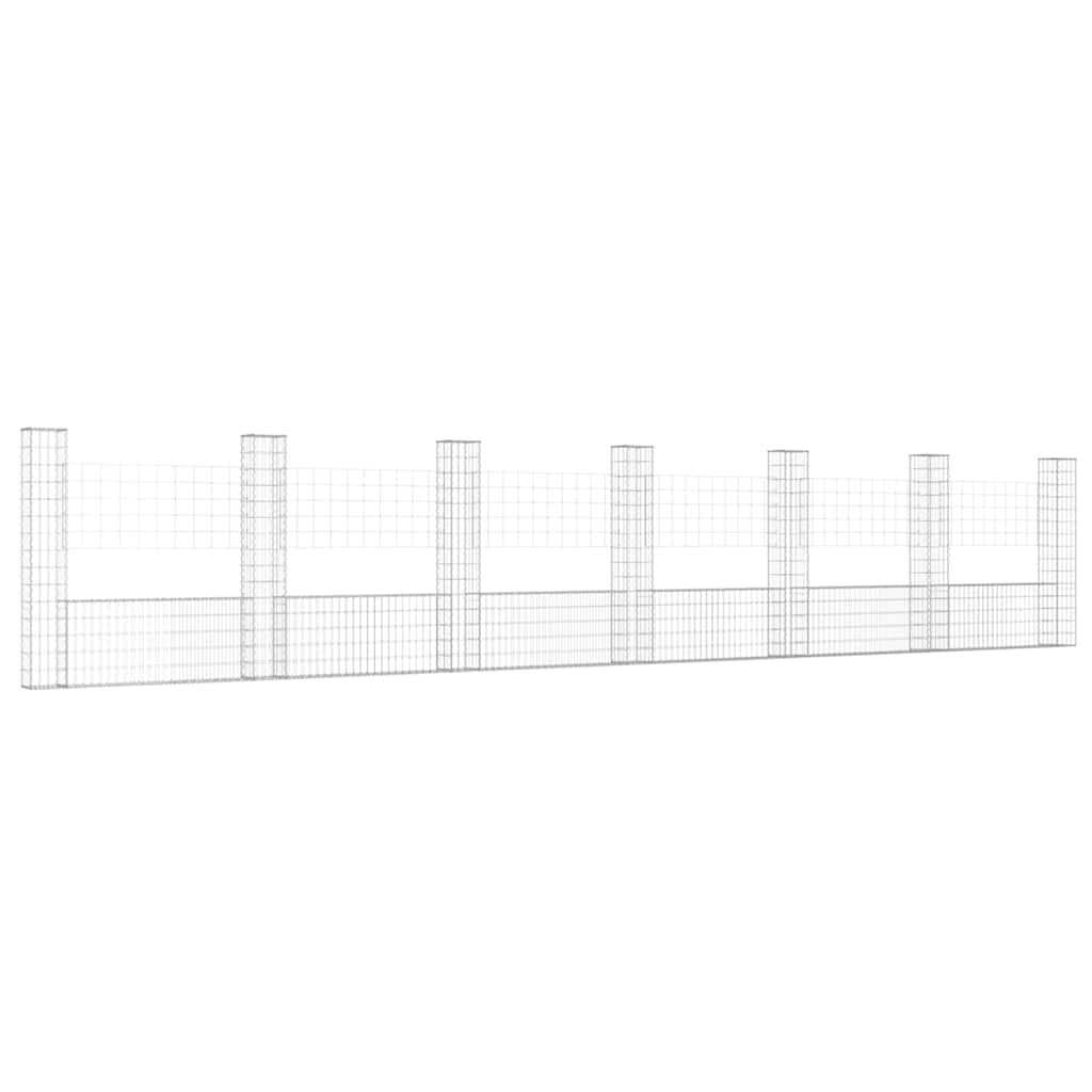 Gabionenkorb U-Form mit 2 Säulen Eisen 140x20x150 cm