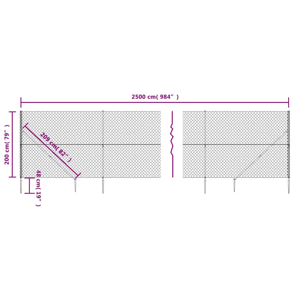 Maschendrahtzaun mit Bodenhülsen Grün 0,8x10 m